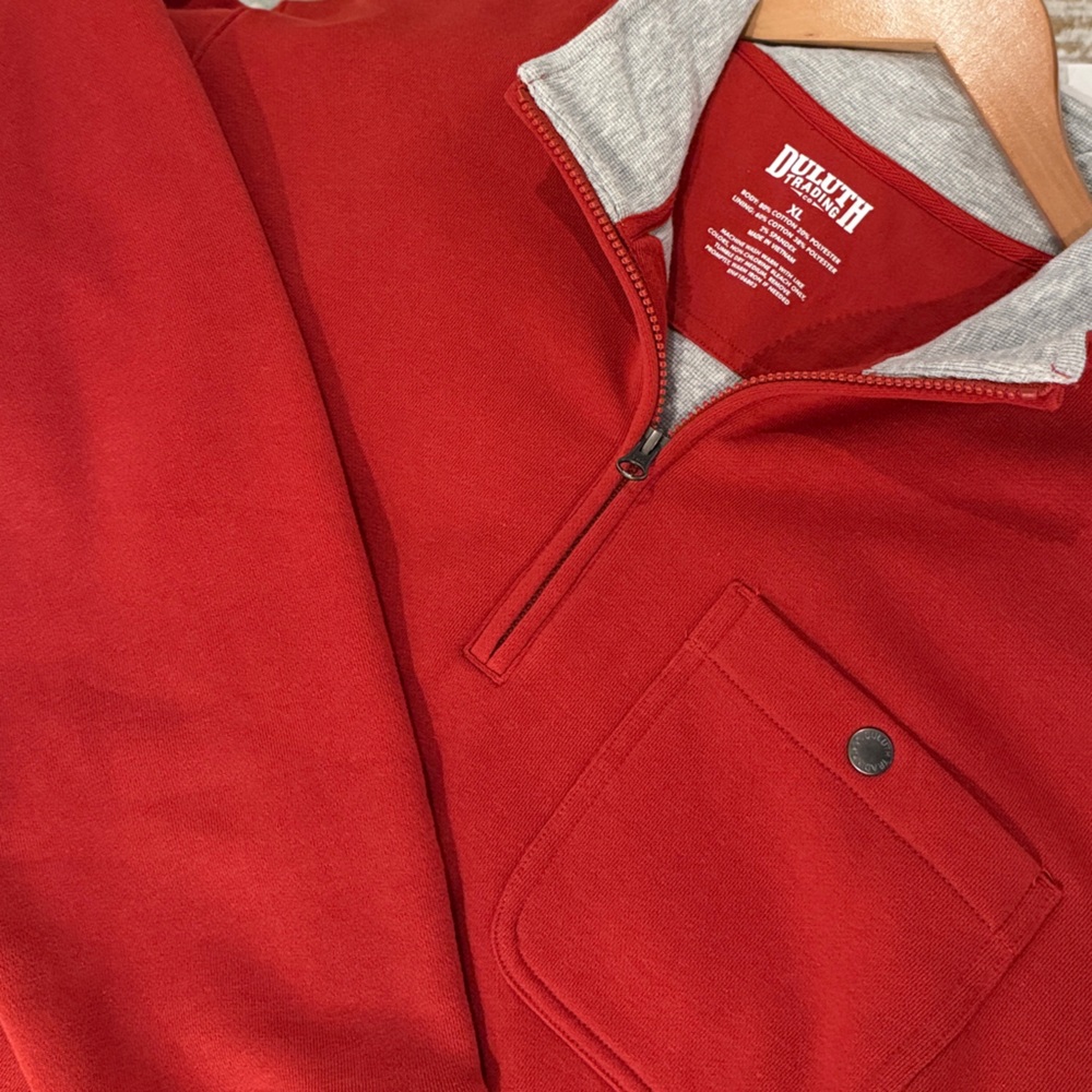 Duluth Men’s Cotton Lined Heavyweight Orange Quarter Zip Shirt | Size XL